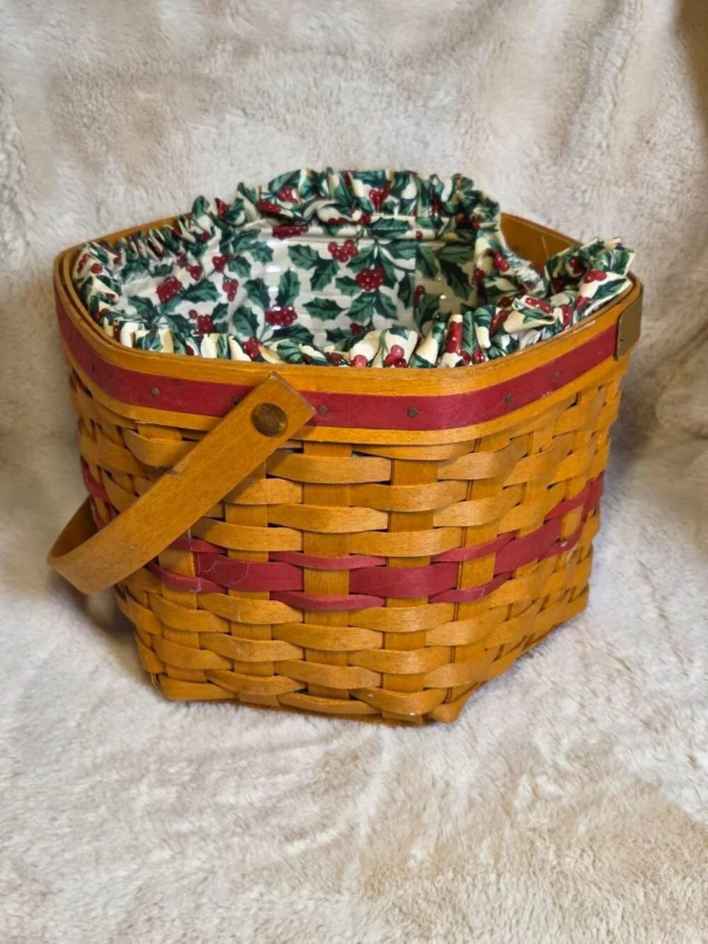 Vintage Longaberger 1997 Christmas Collection Snowflake Basket Fabric And Liner
